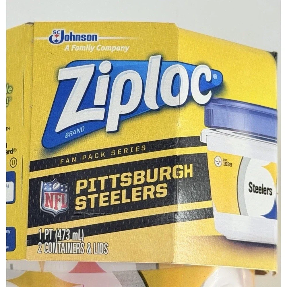 Ziploc Pittsburgh Steelers Twist 'n Loc 2 Cup Food Storage Containers 2 Pack NEW